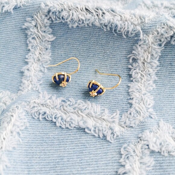 Alicia Bonnie Gem Star Gold Blue Lapis Drop Earrings Trendy Jewelry - Picture 2 of 3